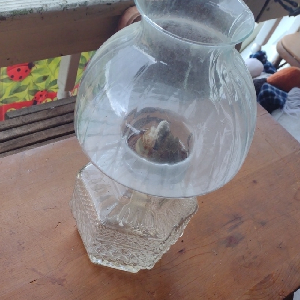 Vintage Clear Glass Oil Lamp